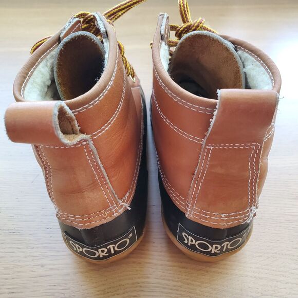 Vintage 80s Sporto Brown Leather Duck Boots - Picture 6 of 8